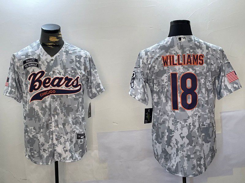 Men Chicago Bears #18 Williams Nike Arctic Camo 2024 Salute to Service Limited NFL Jersey style 1